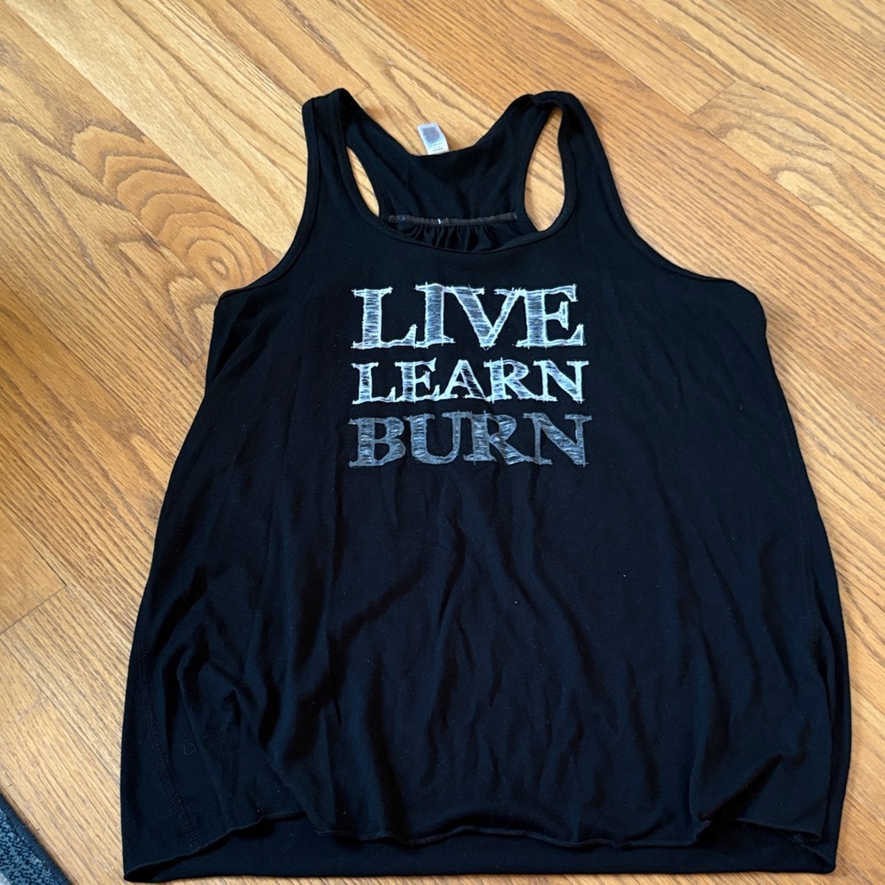 Live Learn Burn Black Women's Racerback Tank Top
